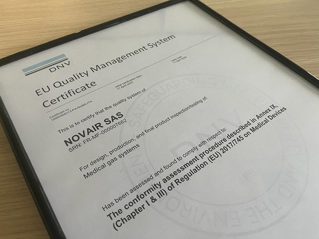 NOVAIR obtains the CE MDR certificate